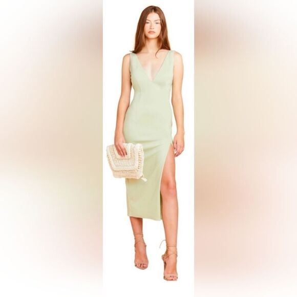 Katie May Caliente Body-Con Midi Dress NWT size medium Sage Green - Picture 1 of 5
